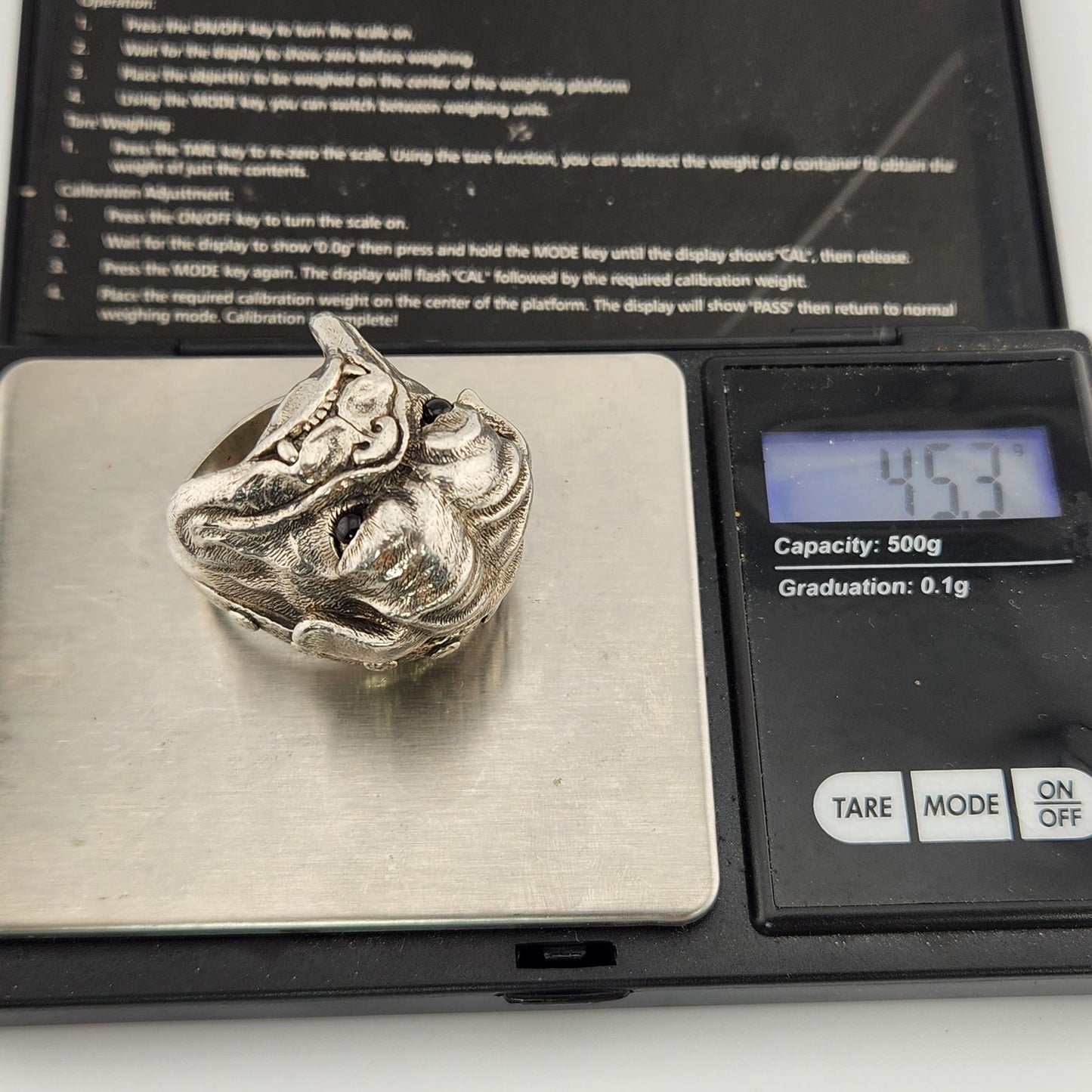 Scott Kay Sterling Silver Bulldog Biker Ring Huge Mens Size 12.75