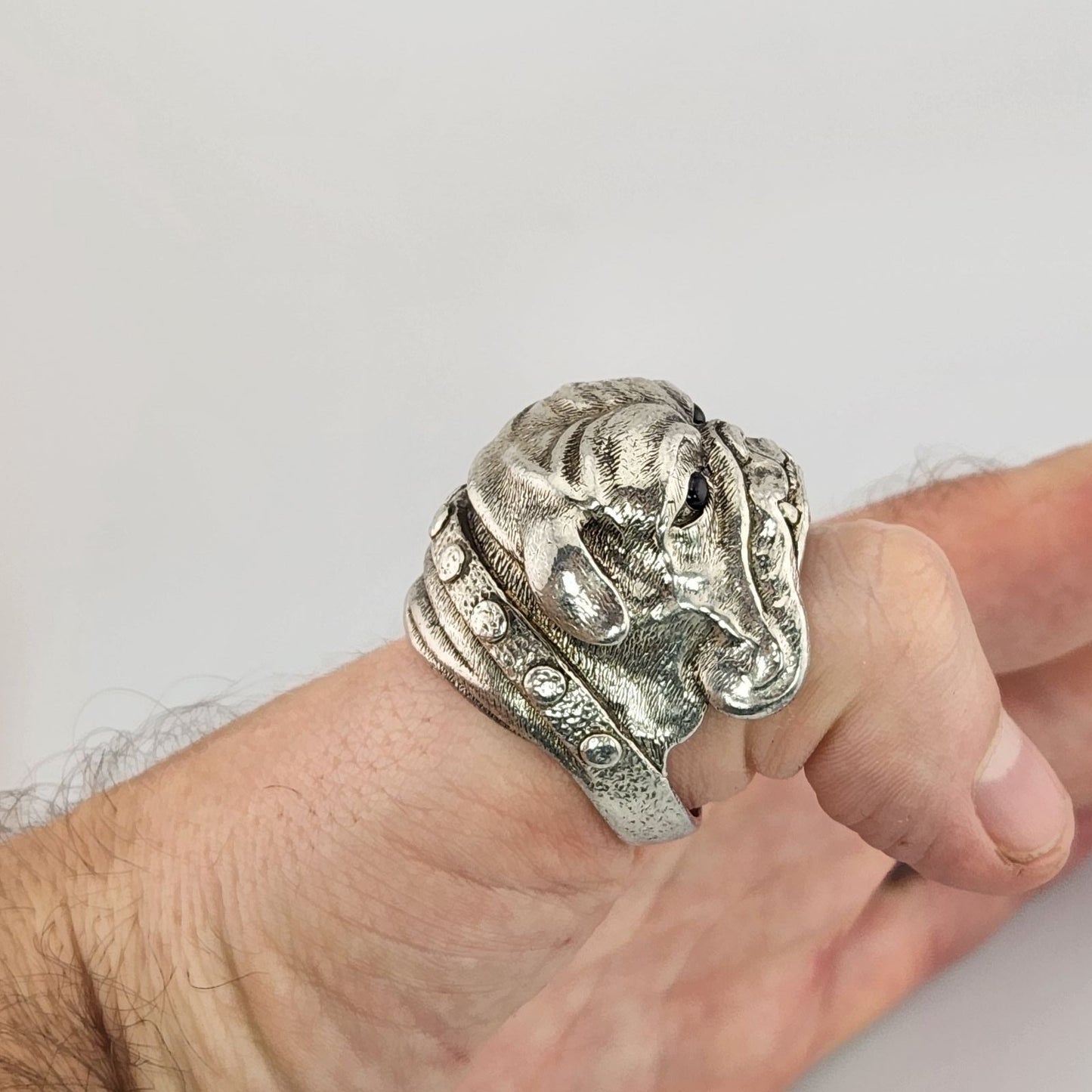Scott Kay Sterling Silver Bulldog Biker Ring Huge Mens Size 12.75