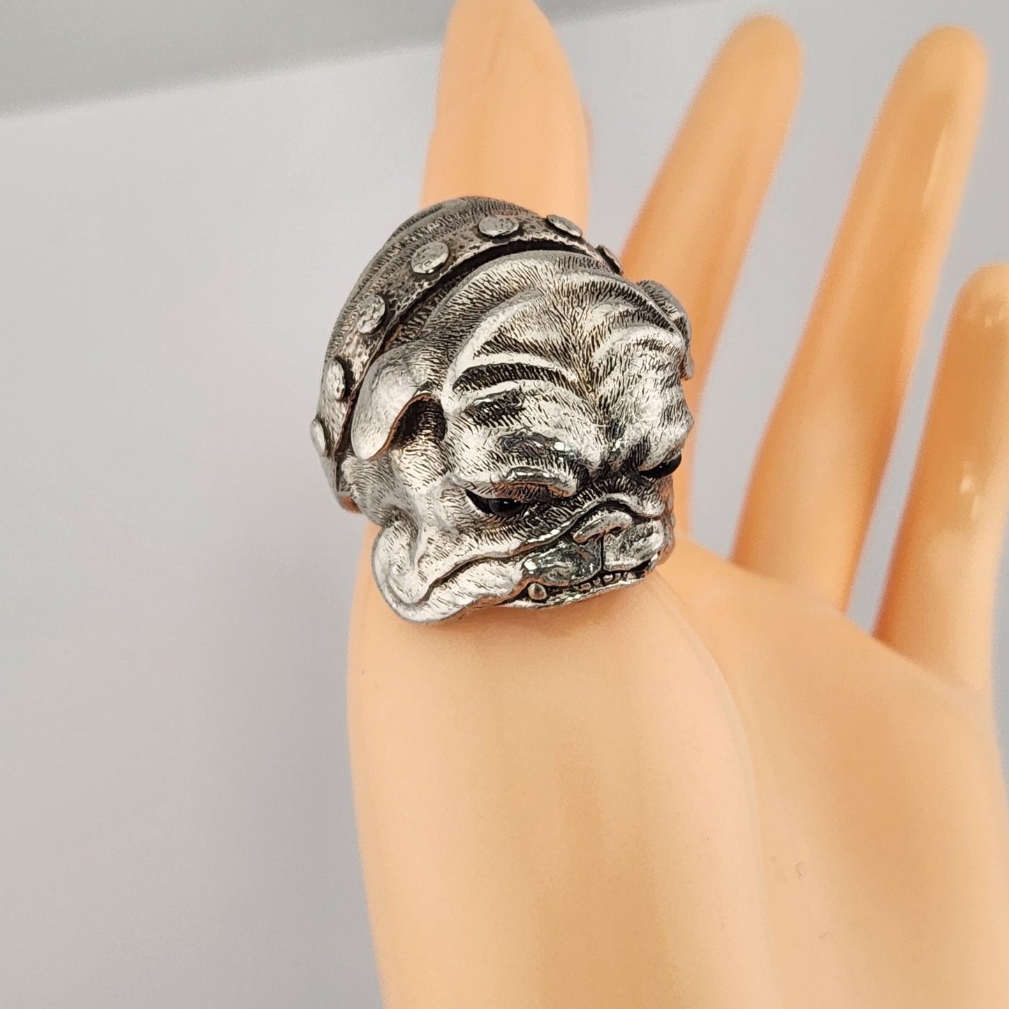 Scott Kay Sterling Silver Bulldog Biker Ring Huge Mens Size 12.75