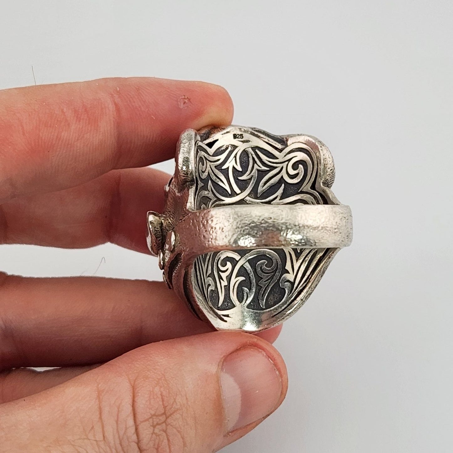 Scott Kay Sterling Silver Bulldog Biker Ring Huge Mens Size 12.75