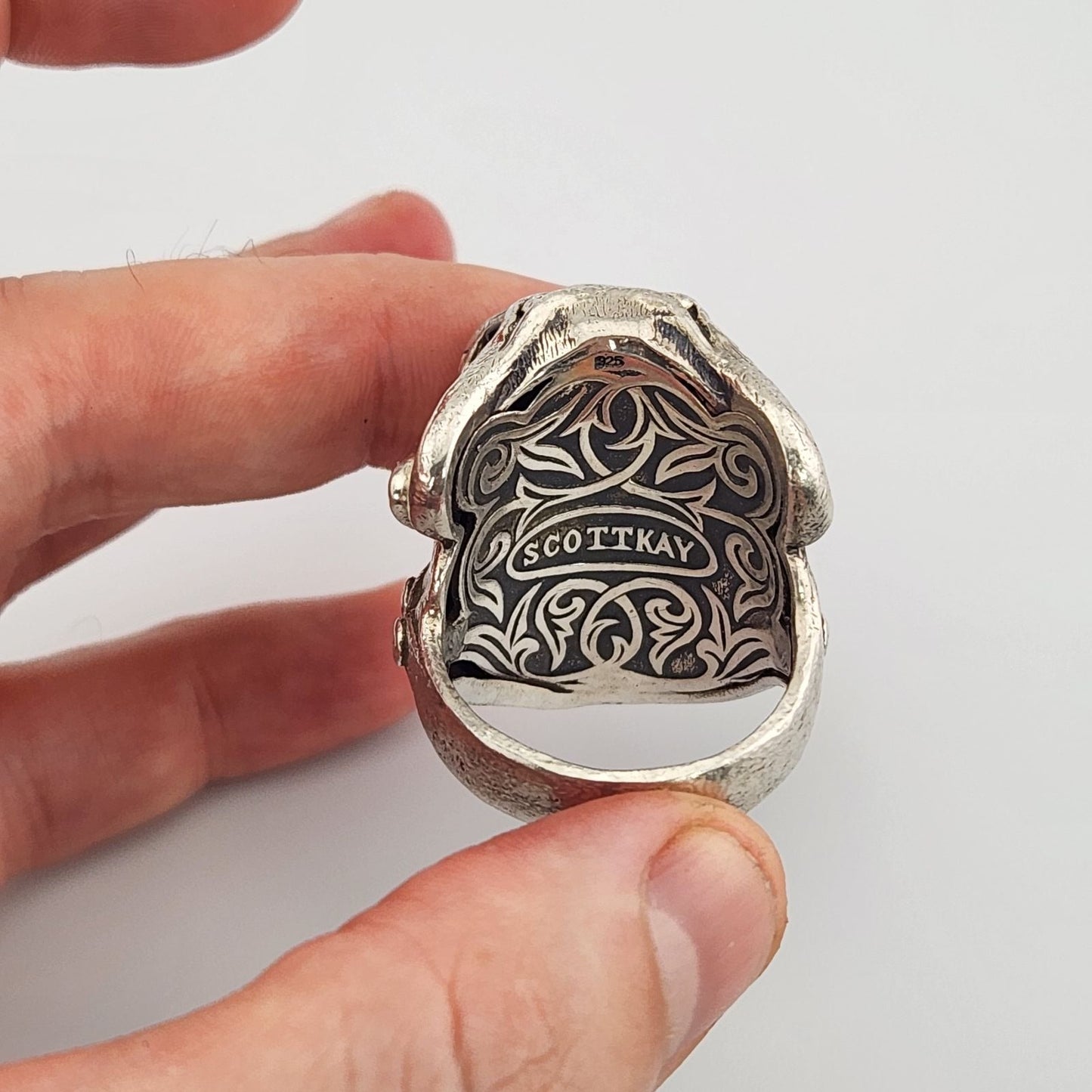Scott Kay Sterling Silver Bulldog Biker Ring Huge Mens Size 12.75