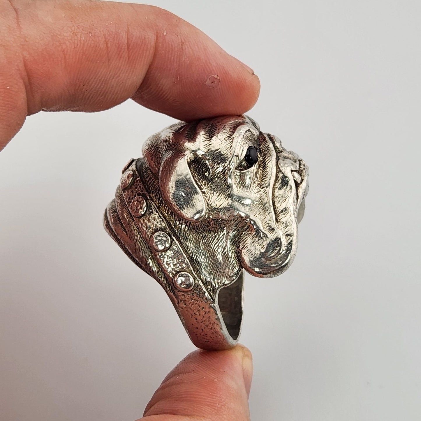 Scott Kay Sterling Silver Bulldog Biker Ring Huge Mens Size 12.75