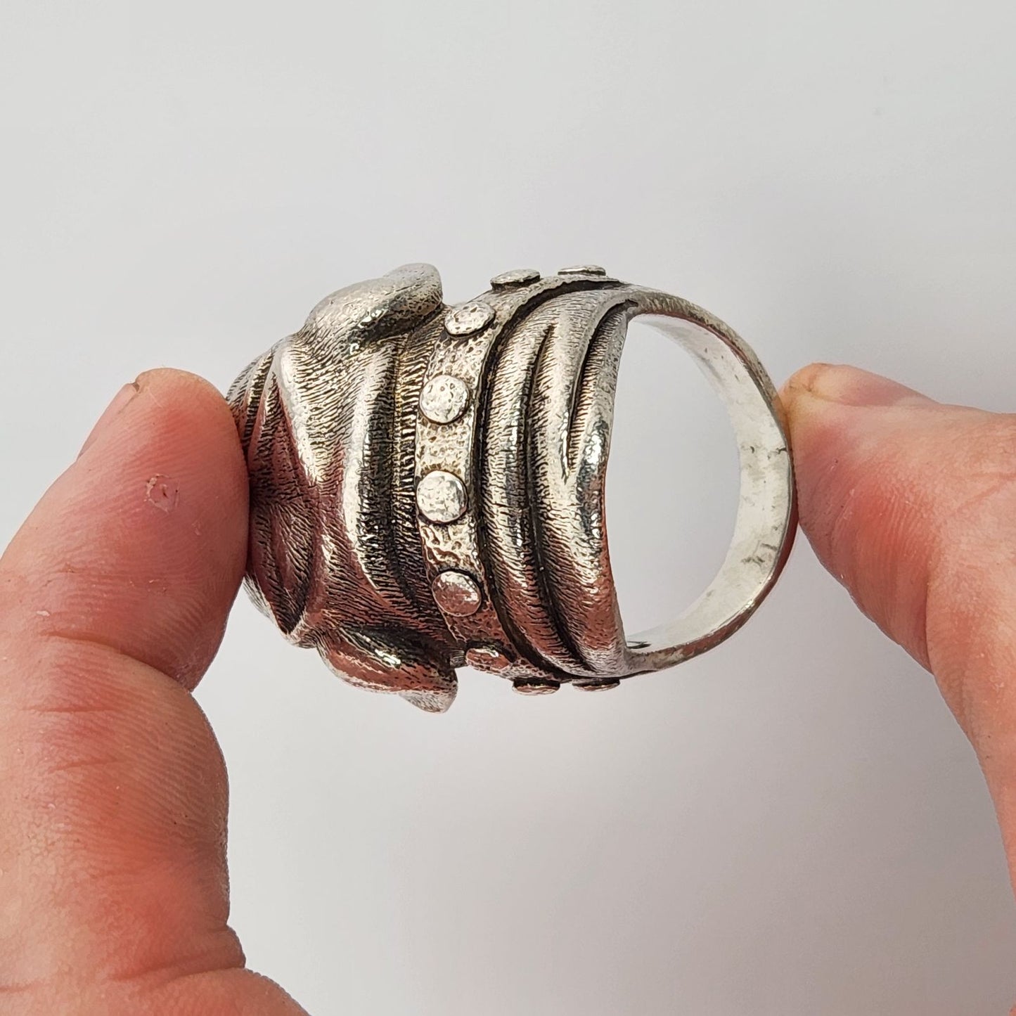 Scott Kay Sterling Silver Bulldog Biker Ring Huge Mens Size 12.75