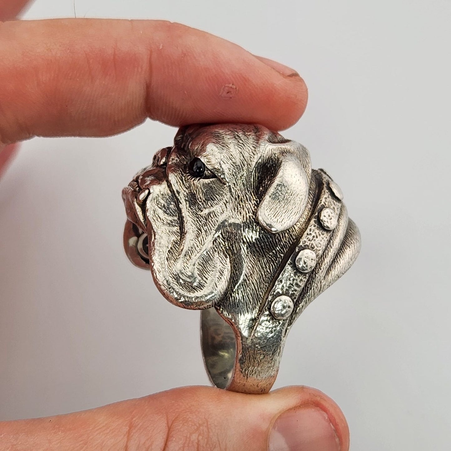 Scott Kay Sterling Silver Bulldog Biker Ring Huge Mens Size 12.75