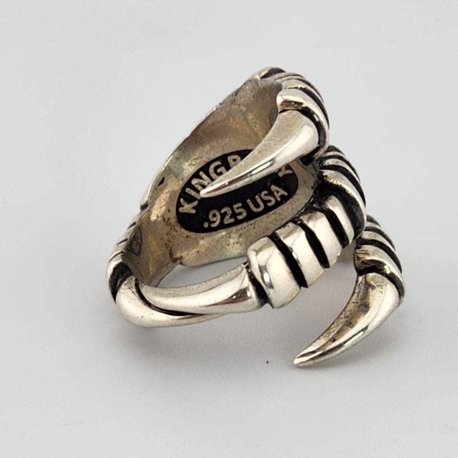 King Baby Sterling Silver Raven Claw Ring Men's Size 11