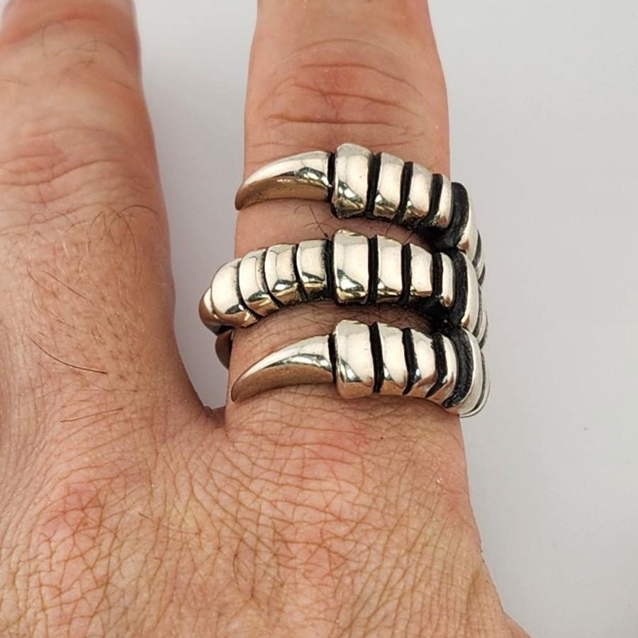 King Baby Sterling Silver Raven Claw Ring Men's Size 11