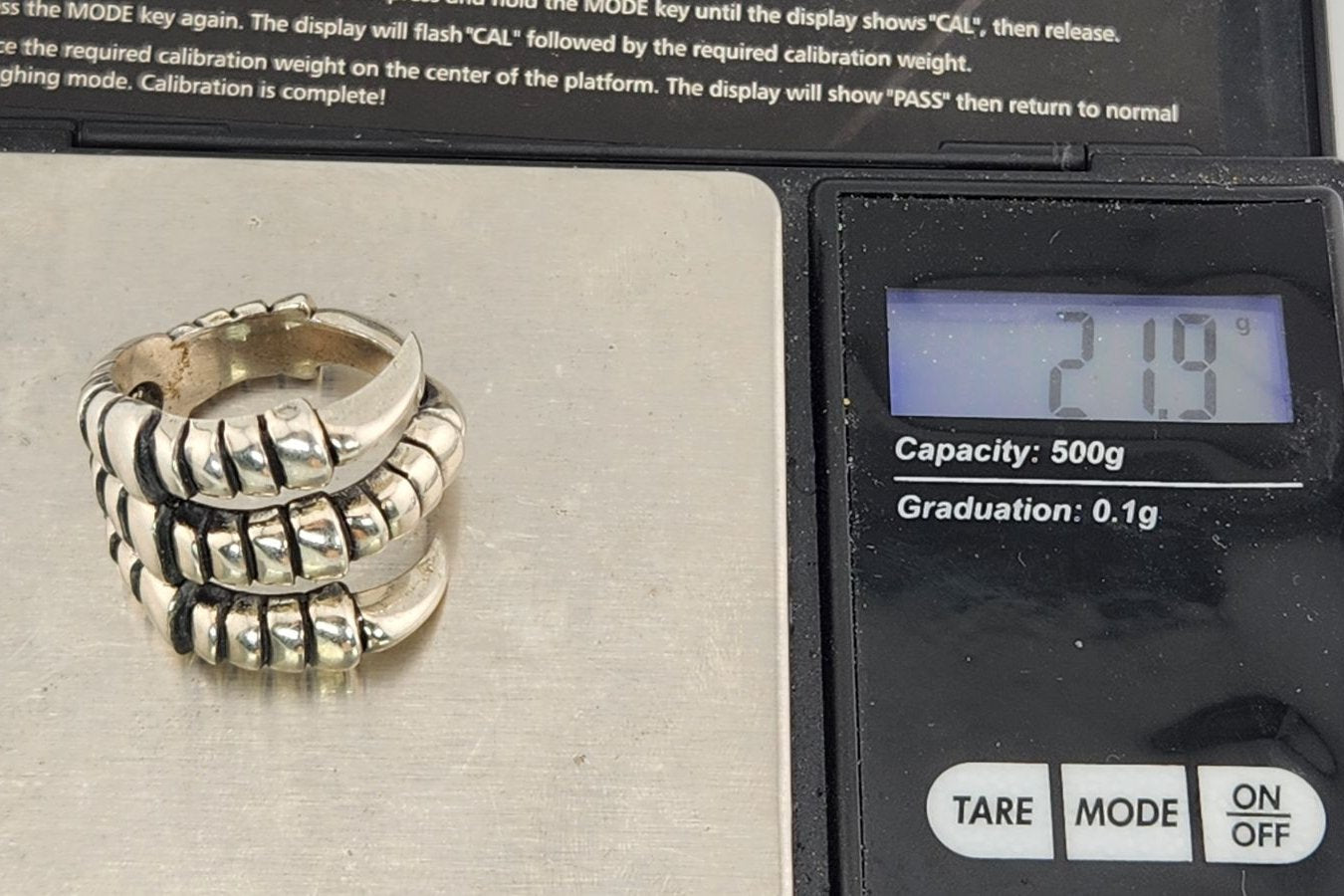King Baby Sterling Silver Raven Claw Ring Men's Size 11